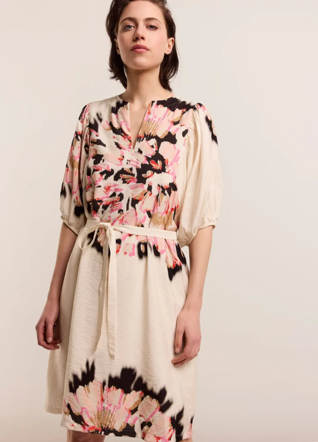 Outlet Summum Short Dress With Print Creme