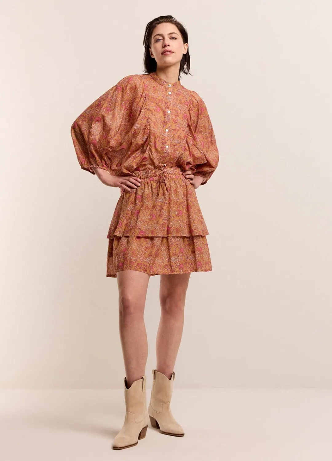 Online Summum Short Skirt With Frills Brown