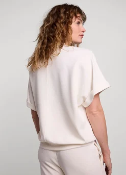 New Summum Short Sleeve Scuba Top Creme