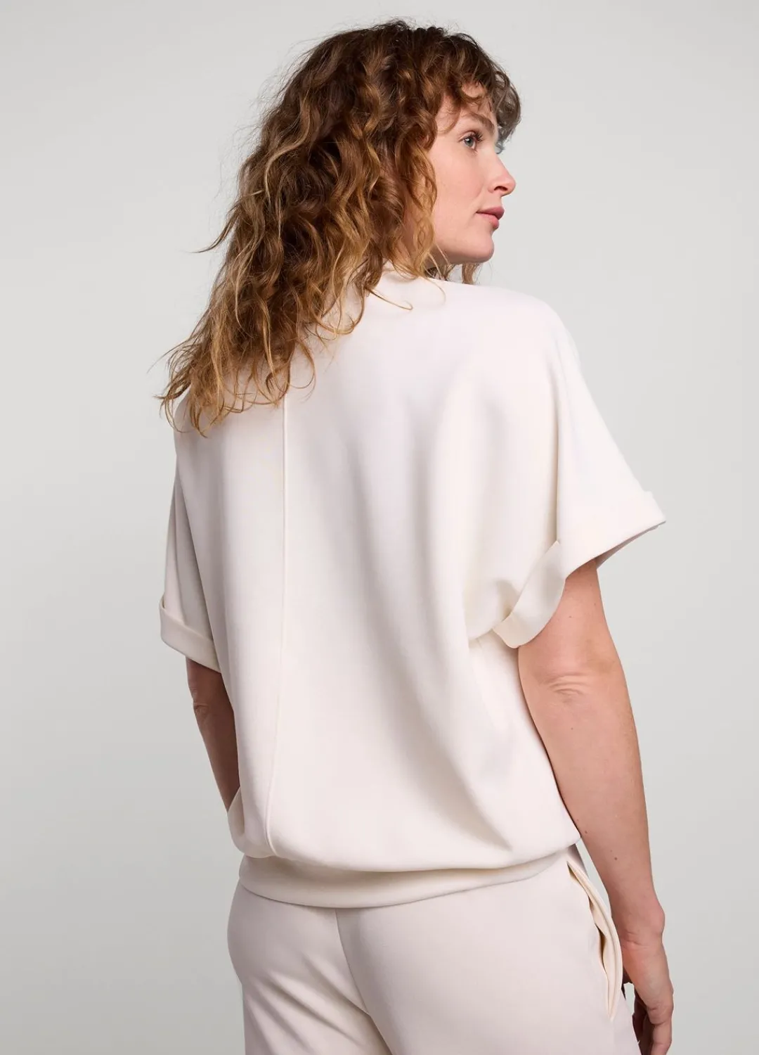 New Summum Short Sleeve Scuba Top Creme