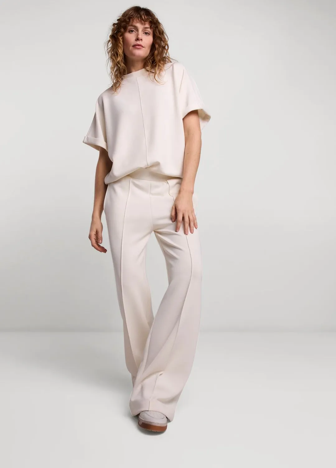 New Summum Short Sleeve Scuba Top Creme