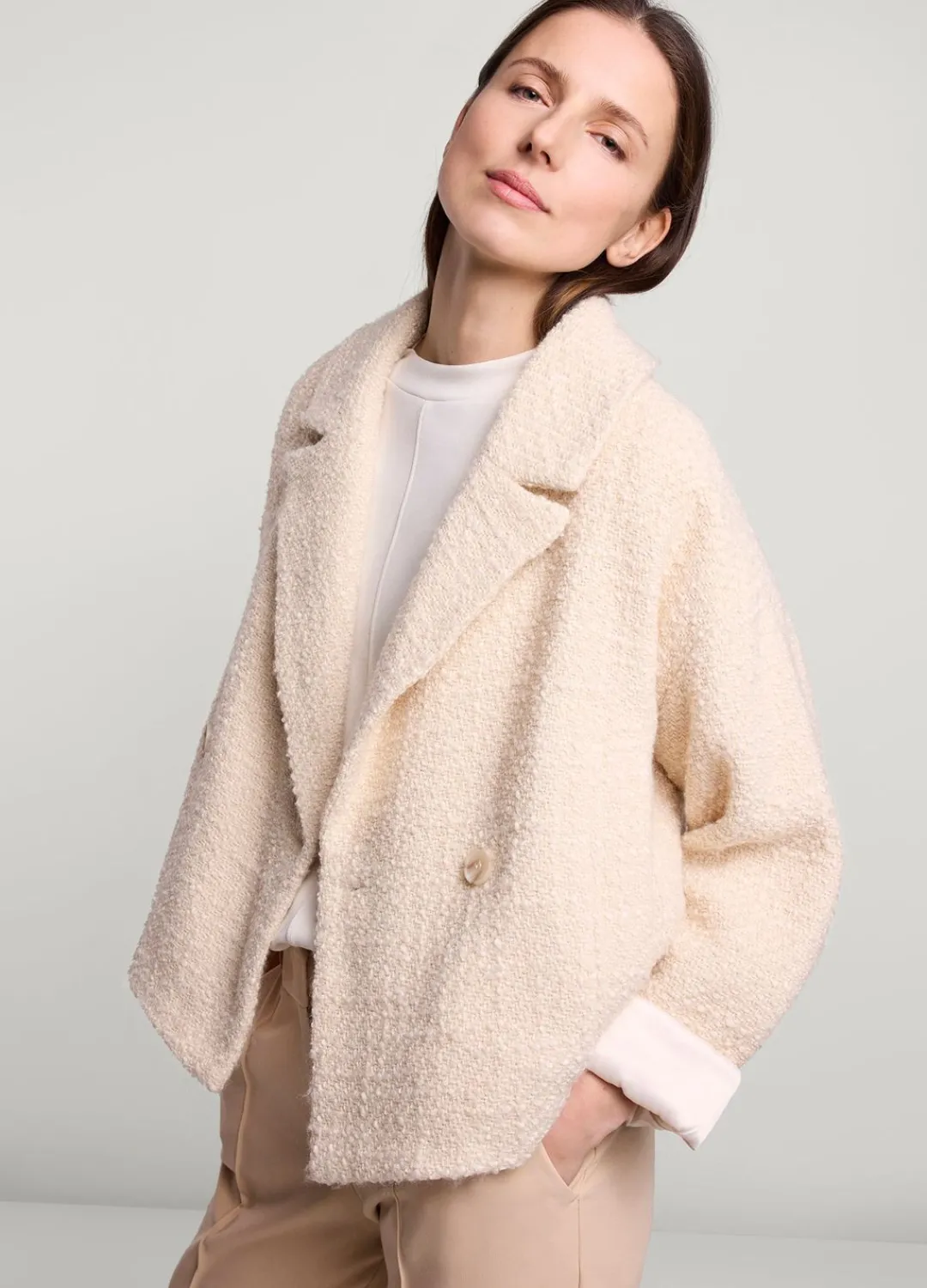 Outlet Summum Short Tweed Jacket Creme