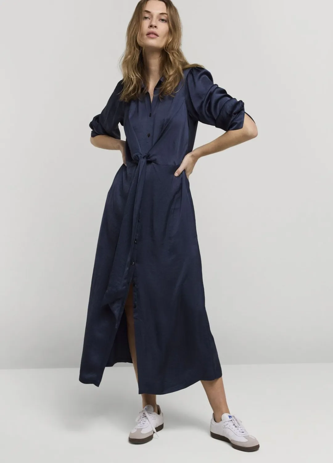 Outlet Summum Silky Touch Button-Down Dress Blue