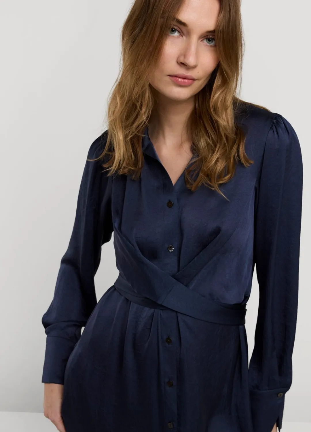 Outlet Summum Silky Touch Button-Down Dress Blue