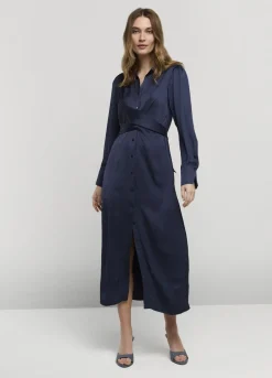 Outlet Summum Silky Touch Button-Down Dress Blue