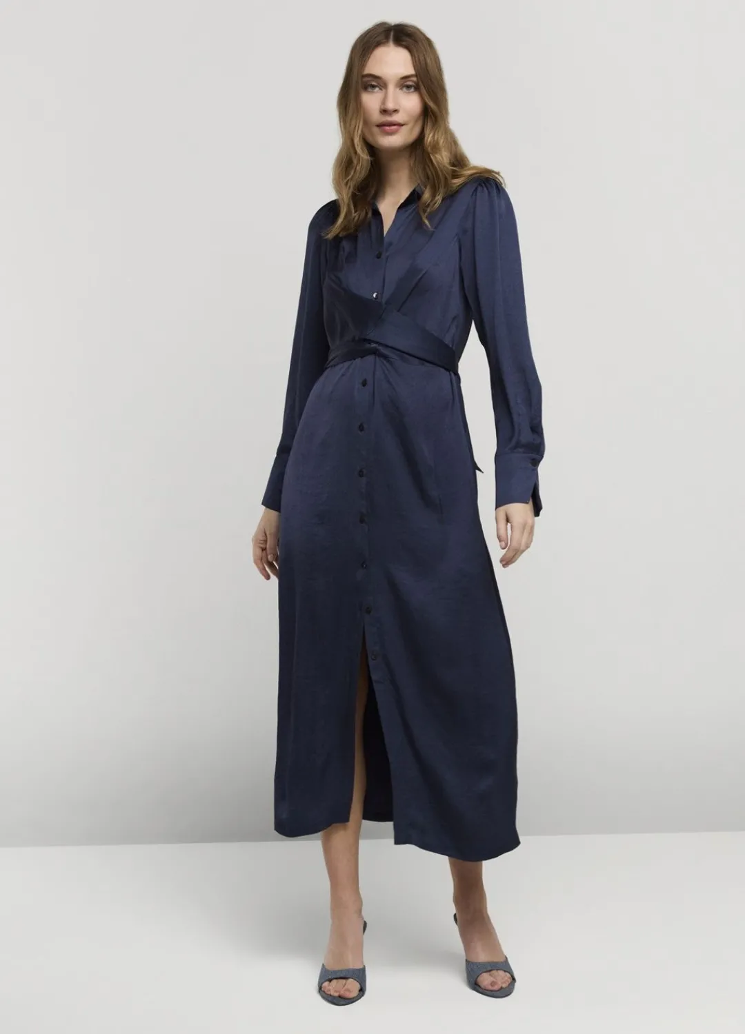 Outlet Summum Silky Touch Button-Down Dress Blue