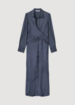 Outlet Summum Silky Touch Button-Down Dress Blue
