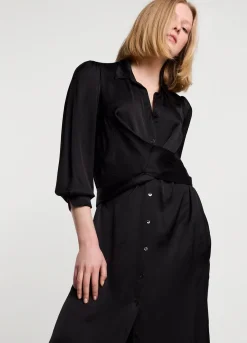 Online Summum Silky Touch Button-Down Dress Black