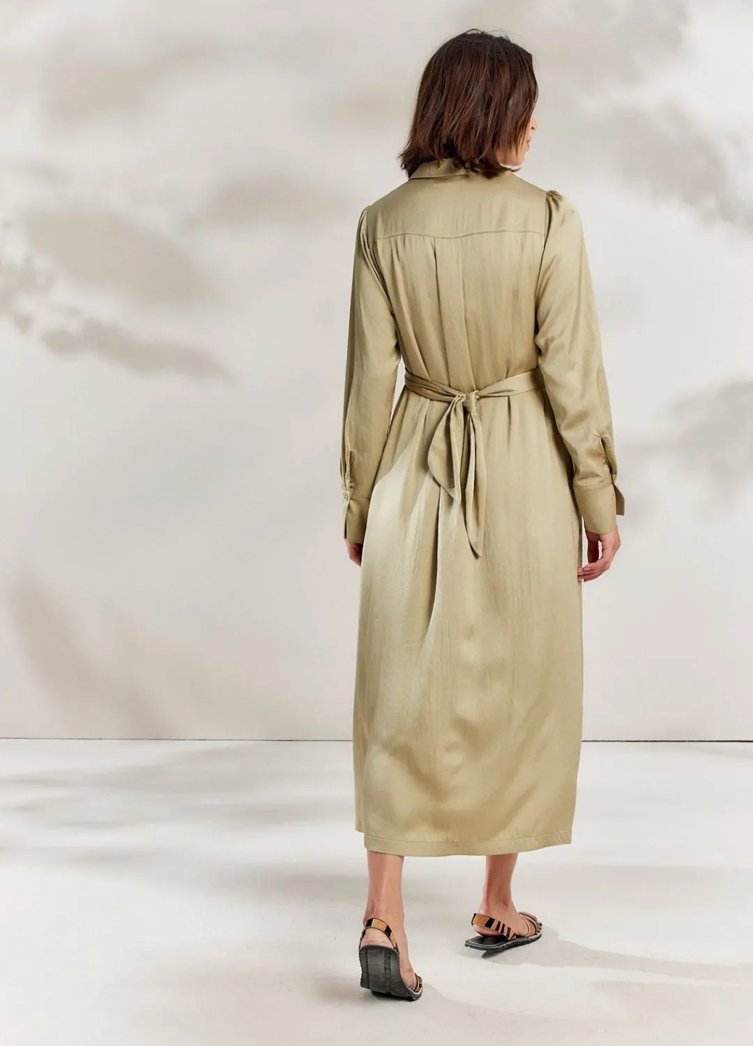 Clearance Summum Silky-Touch Button-Down Dress Green