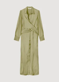 Clearance Summum Silky-Touch Button-Down Dress Green