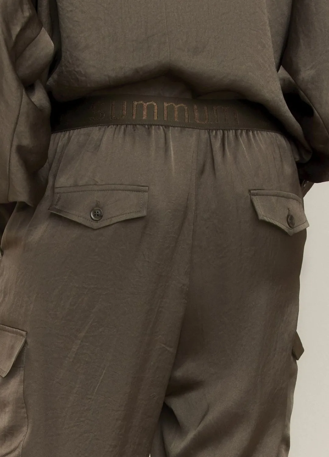 Hot Summum Silky-Touch Cargo Trousers Green