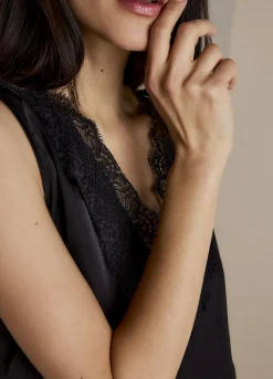 Sale Summum Singlet Silky Satin Black