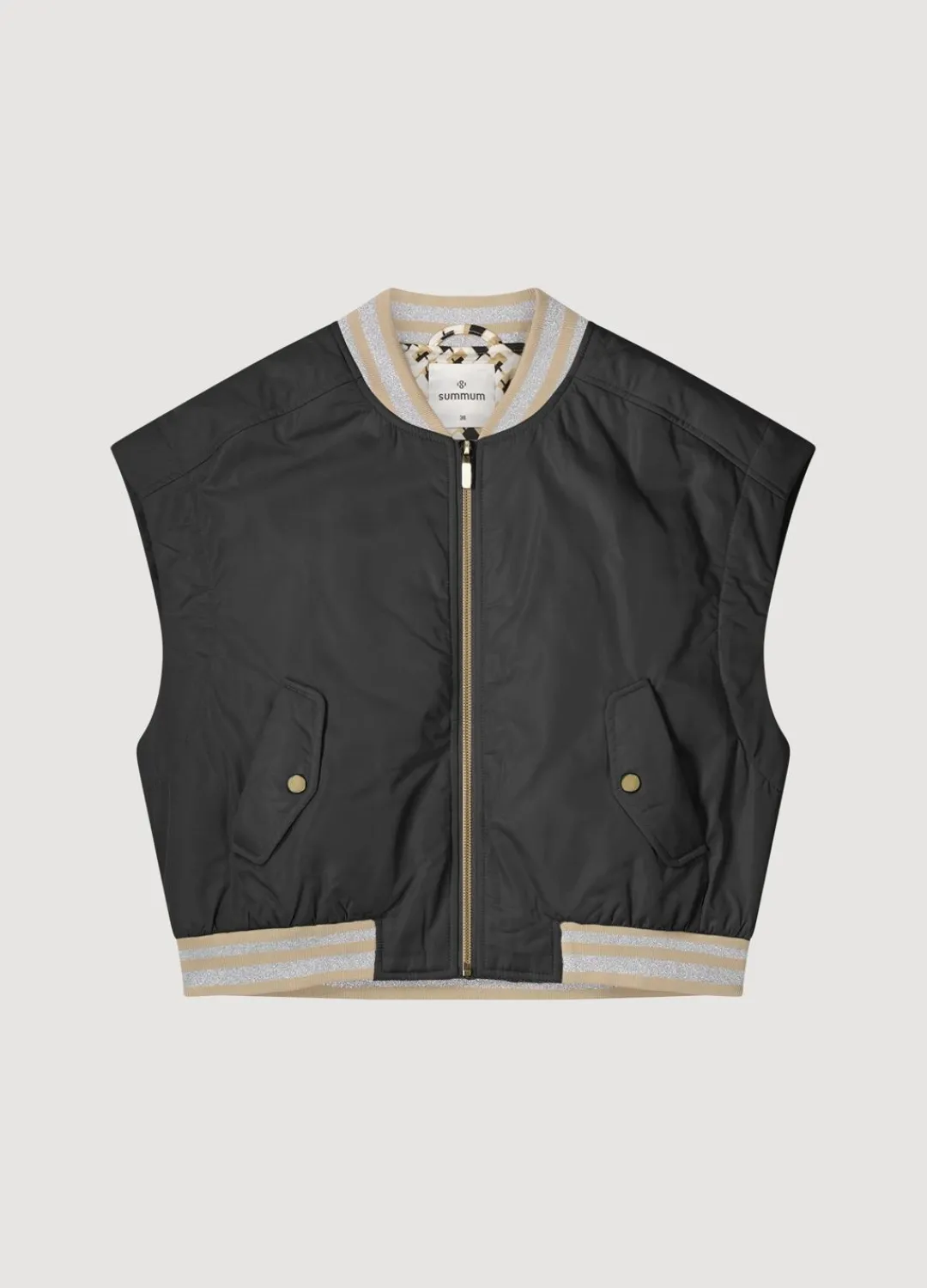 Discount Summum Sleeveless Bomber Jacket Black