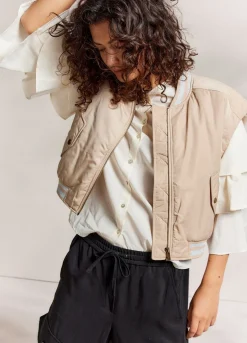 Best Summum Sleeveless Bomber Jacket Brown