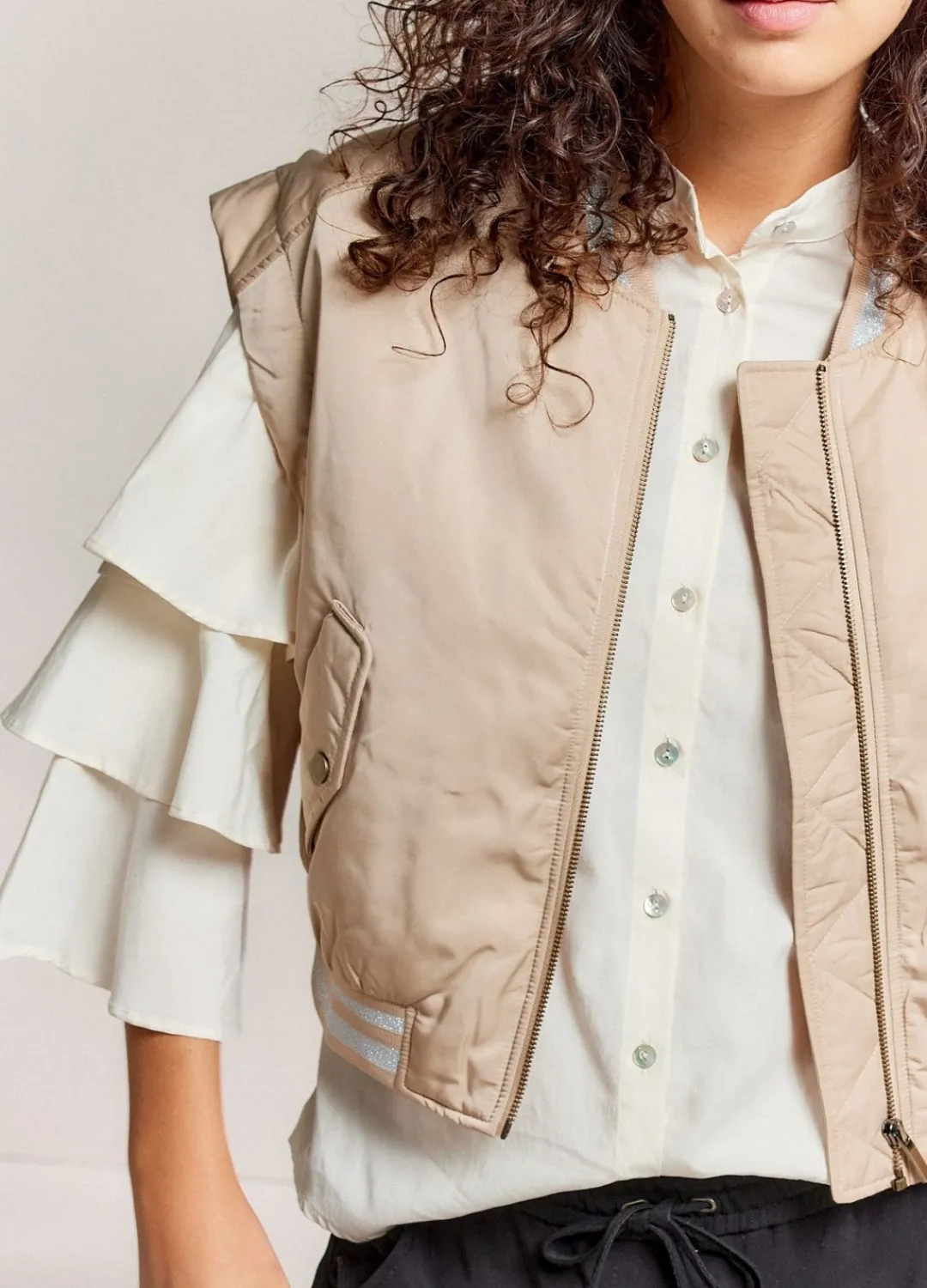 Best Summum Sleeveless Bomber Jacket Brown