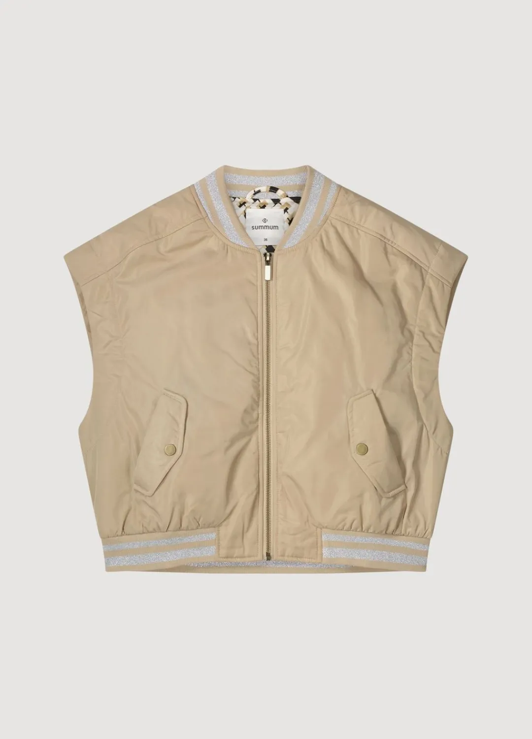 Best Summum Sleeveless Bomber Jacket Brown