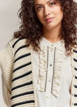 Discount Summum Sleeveless Chunky Cardigan Creme
