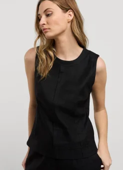 Clearance Summum Sleeveless, Linen-Blend Top Black
