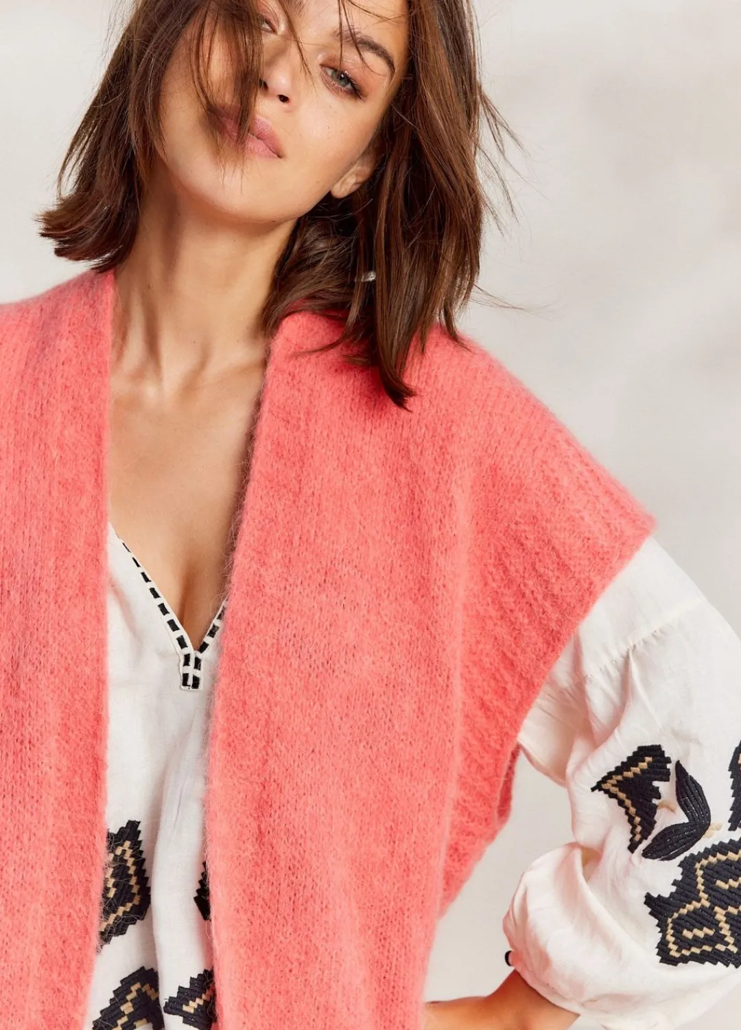 Sale Summum Sleeveless Open Cardigan Pink