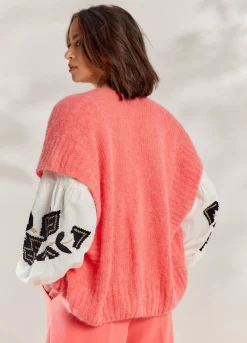 Sale Summum Sleeveless Open Cardigan Pink