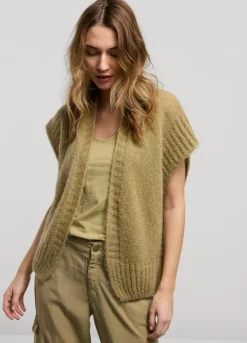 Outlet Summum Sleeveless Open Cardigan Green