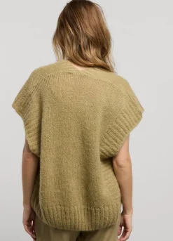 Outlet Summum Sleeveless Open Cardigan Green