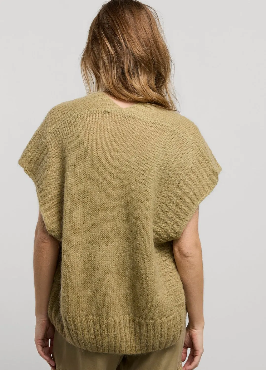 Outlet Summum Sleeveless Open Cardigan Green