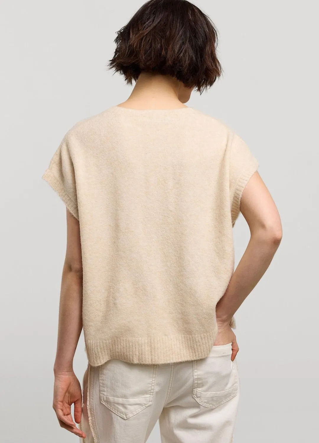 Sale Summum Sleeveless Oversized Jumper Creme