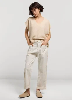 Sale Summum Sleeveless Oversized Jumper Creme