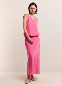 Fashion Summum Sleeveless Top With V-Slit Pink