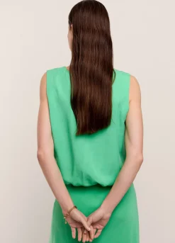 New Summum Sleeveless Top With V-Slit Green