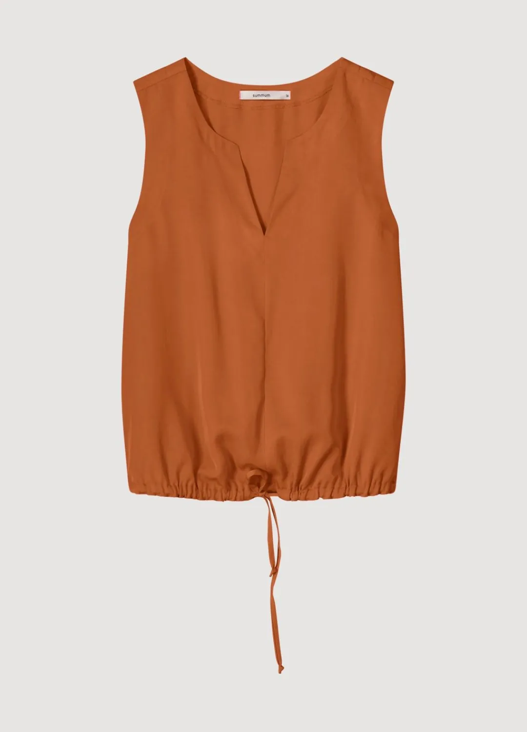 Fashion Summum Sleeveless Top With V-Slit Brown