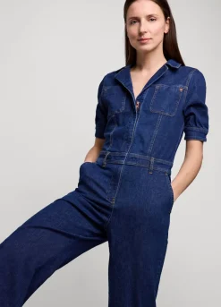 Clearance Summum Slim-Fit Denim Jumpsuit Blue