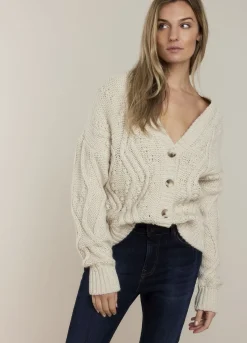 Outlet Summum Soft, Chunky-Knit Cardigan Creme