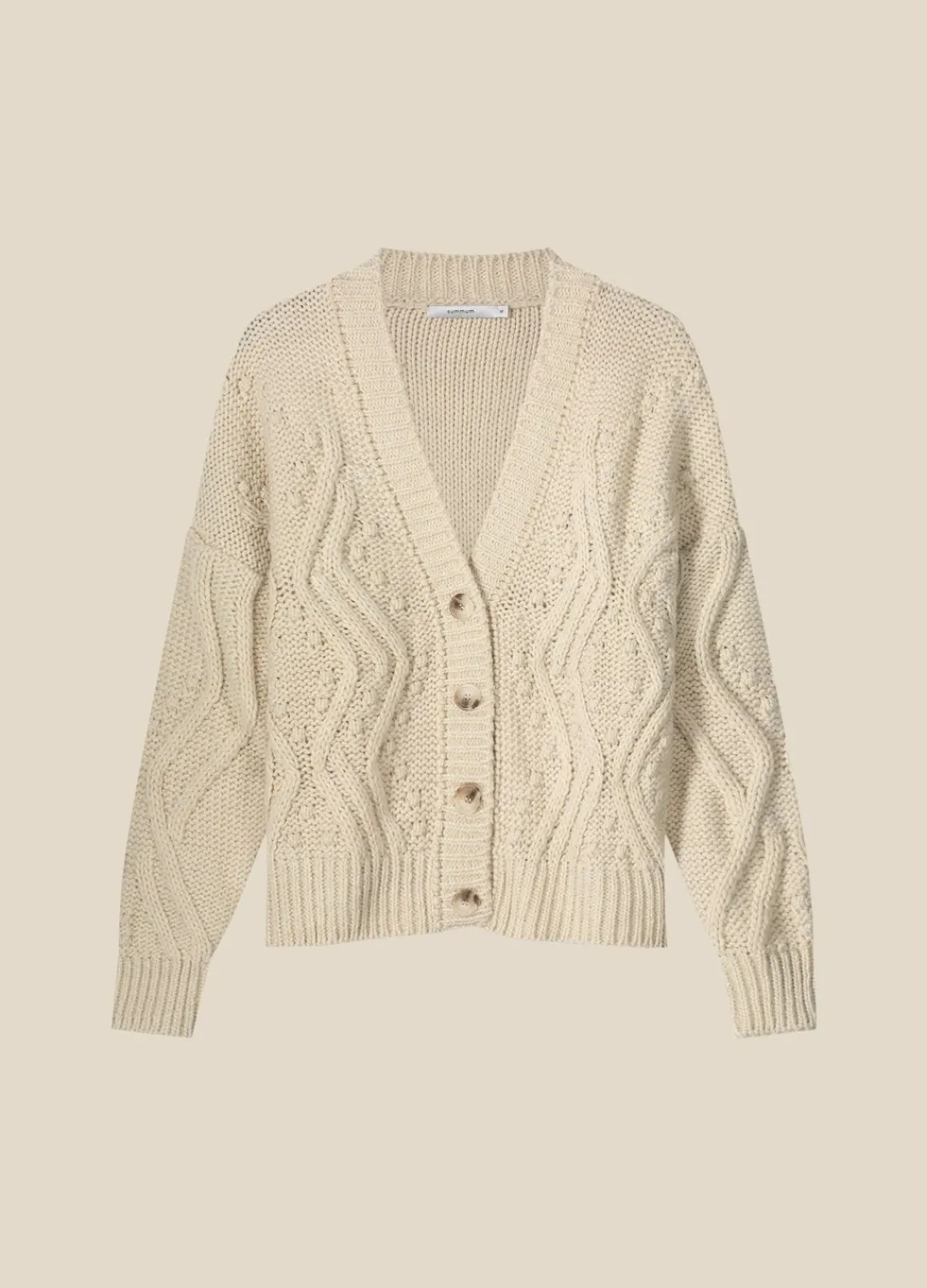 Outlet Summum Soft, Chunky-Knit Cardigan Creme