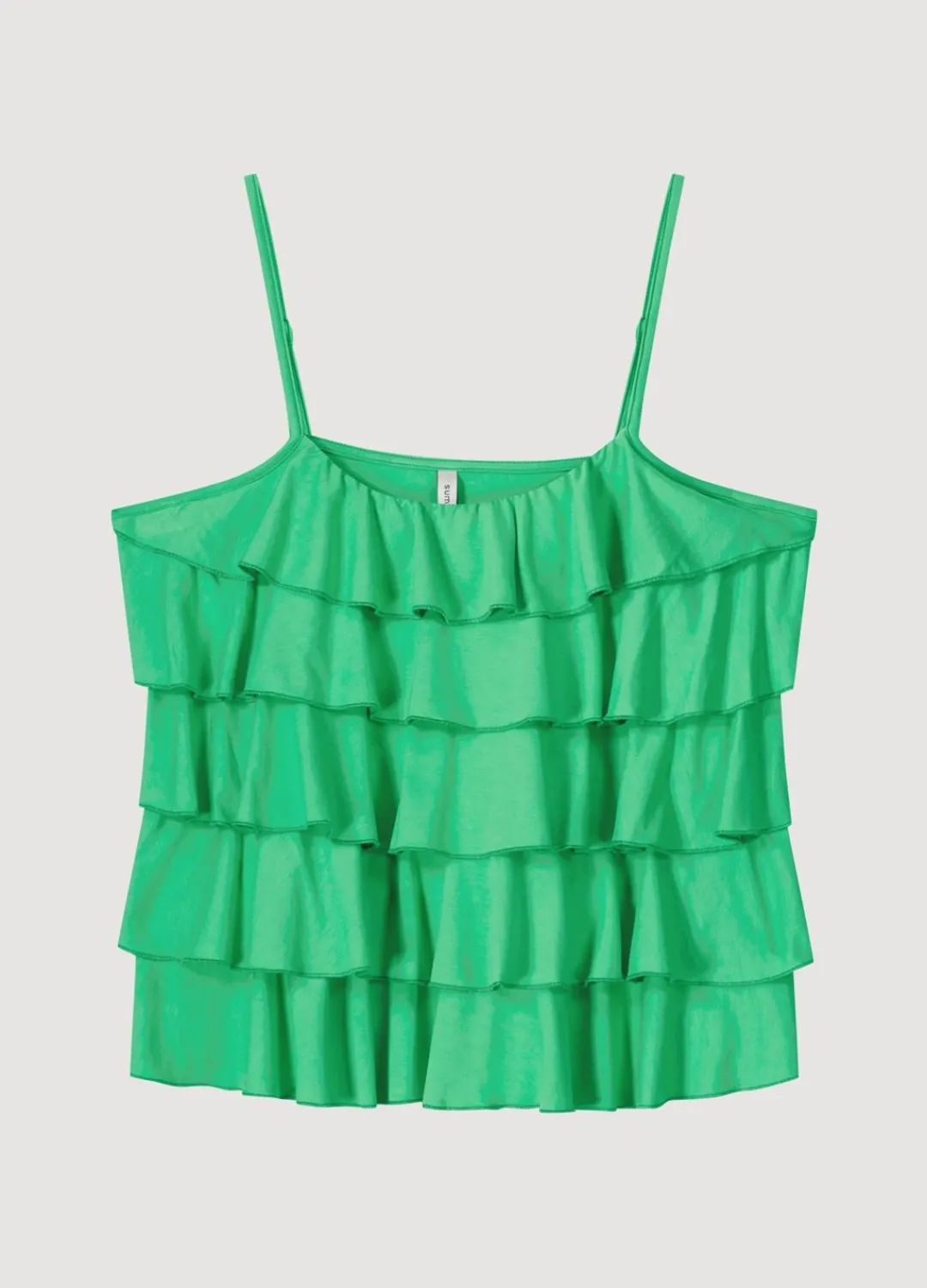 Best Summum Spaghetti-Strap Top With Ruffles Green