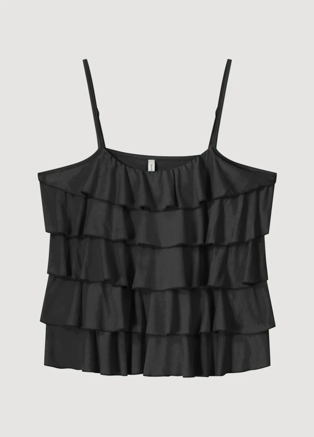 Clearance Summum Spaghetti-Strap Top With Ruffles Black