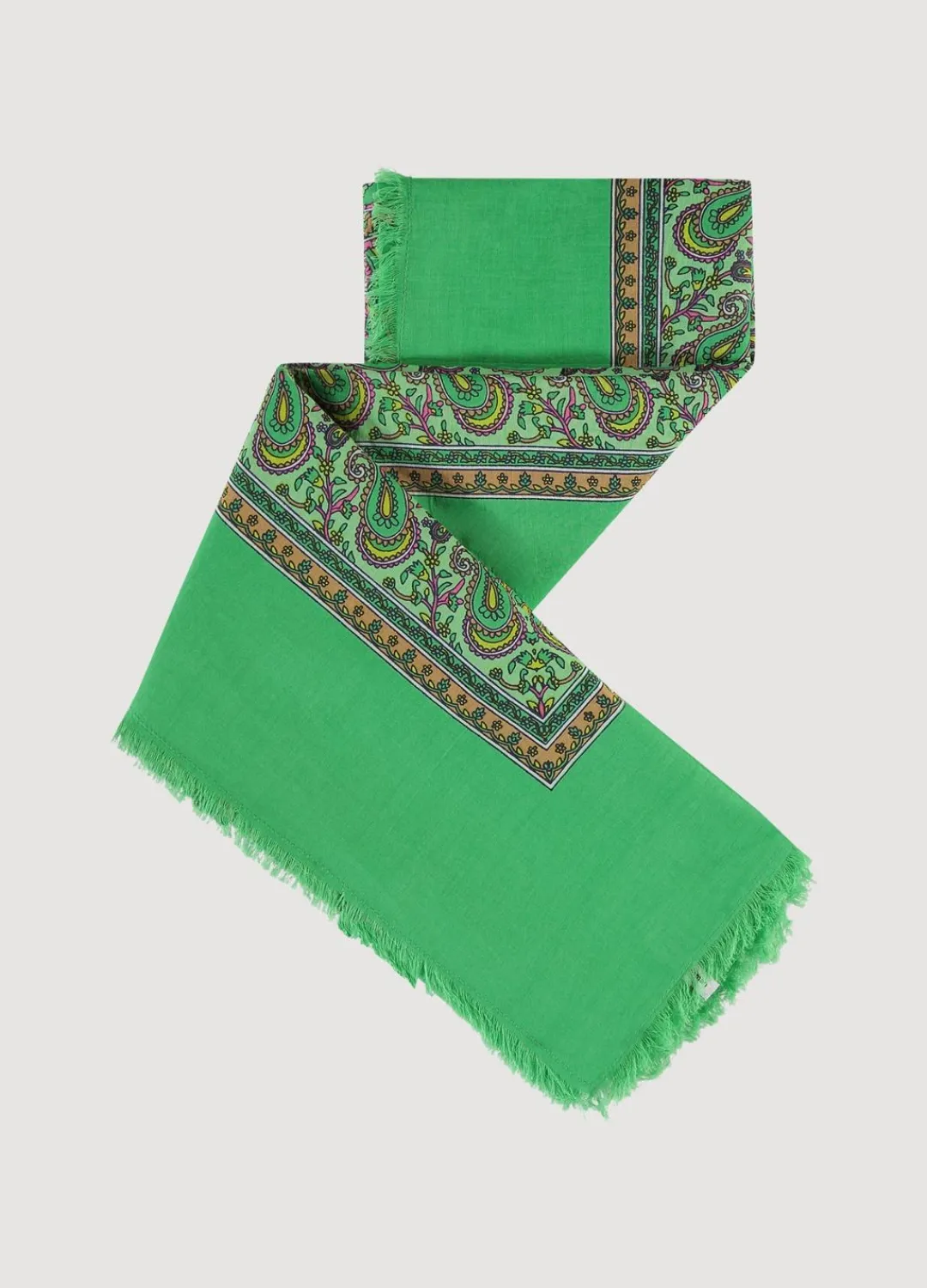 Sale Summum Square Paisley Print Scarf Green