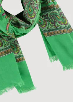 Sale Summum Square Paisley Print Scarf Green