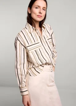 Clearance Summum Striped Blouse Creme