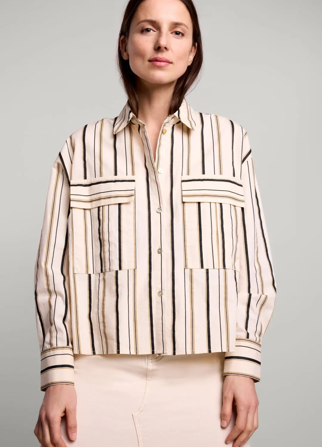 Clearance Summum Striped Blouse Creme