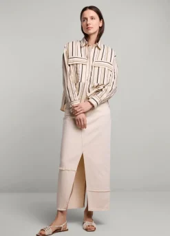 Clearance Summum Striped Blouse Creme