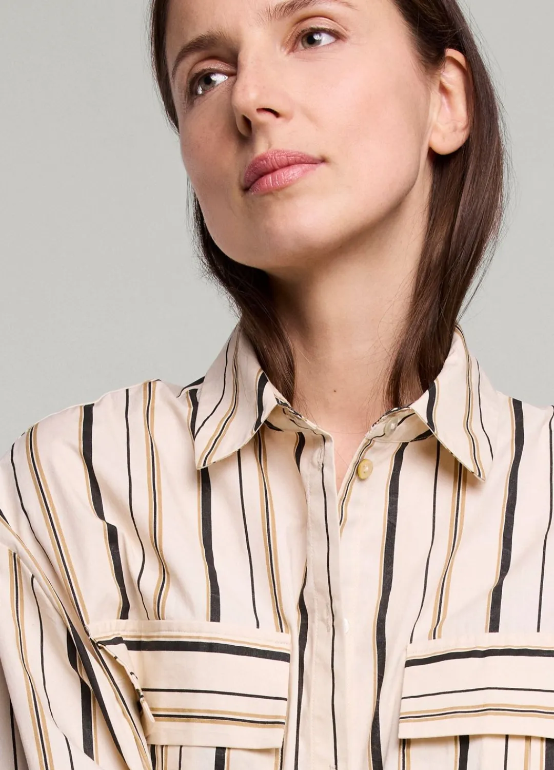 Clearance Summum Striped Blouse Creme