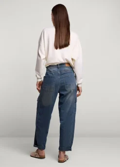 Hot Summum Striped Cargo Jeans Blue