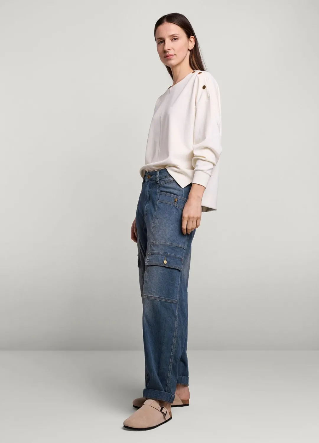 Hot Summum Striped Cargo Jeans Blue