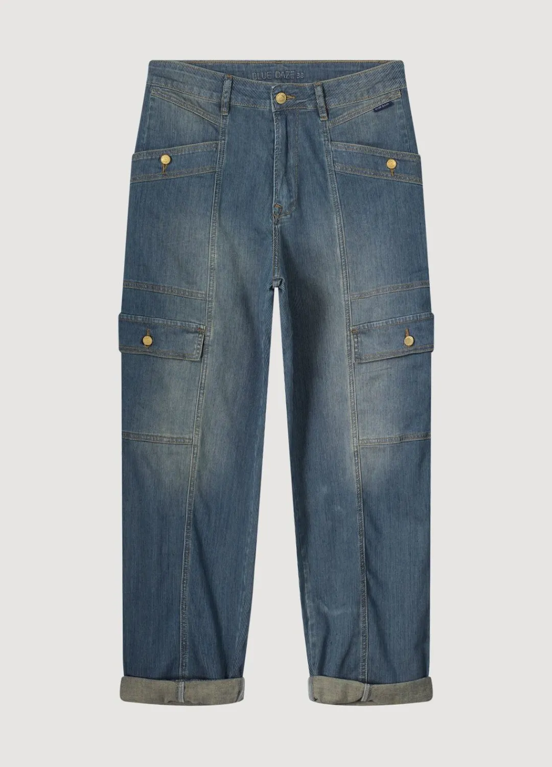 Hot Summum Striped Cargo Jeans Blue