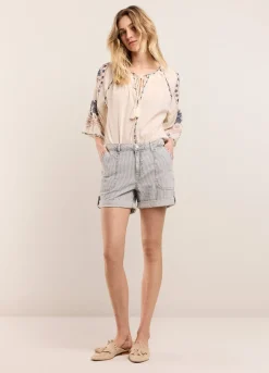 Sale Summum Striped Denim Shorts Blue