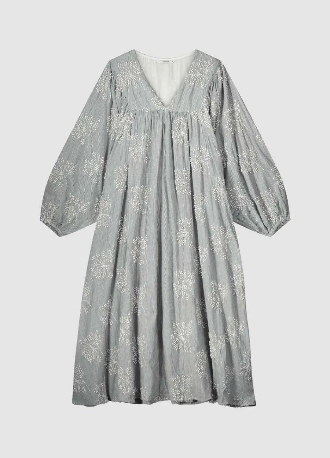 Fashion Summum Striped Dress With Flowers Creme