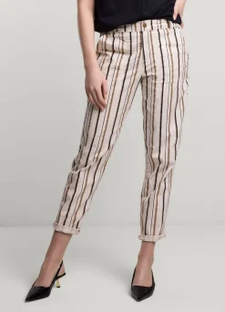 New Summum Striped Trousers Creme