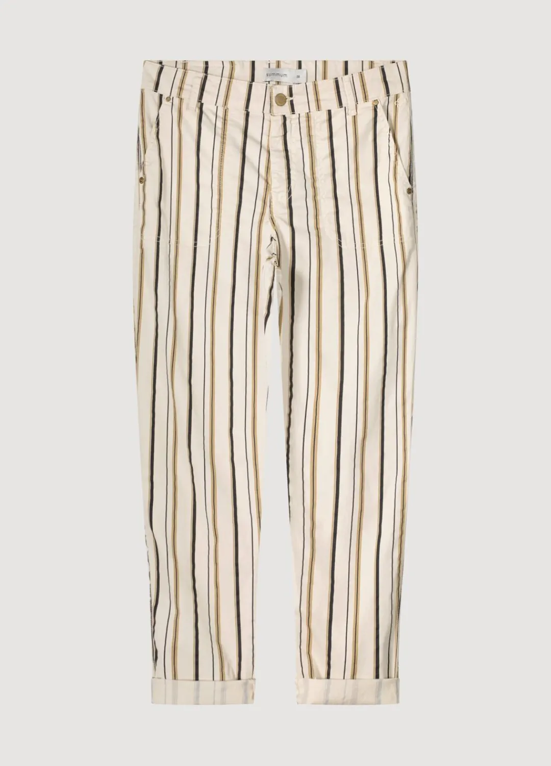 New Summum Striped Trousers Creme